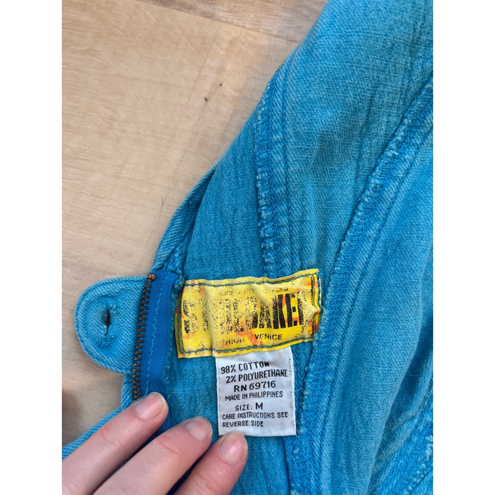 Studebaker Venice Vintage Denim Sheath Dress Turquoise Blue V-Neck Mini Size M - Picture 8 of 9